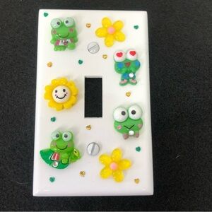 💕2/$25💕green Frogs & Yellow Flowers Light Switch Plate Cover Handcrafted
